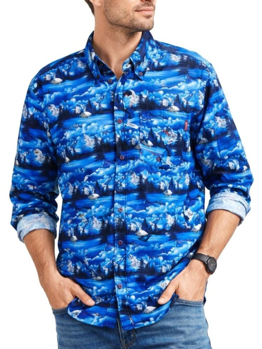 RSVLTS x Bob Ross Shirt Happy Little Forest Performance Stretch Button Down